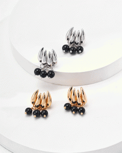 Sterling silver new advanced black agate earrings