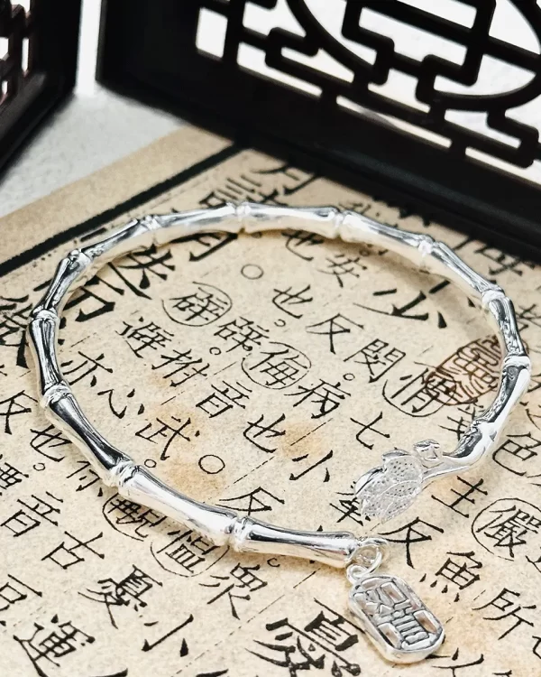 Sterling Silver bamboo lotus ruyi bracelet