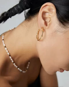 Sterling silver Bamboo hoop earrings