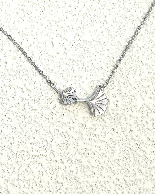 Sterling silver ginkgo leaf necklace