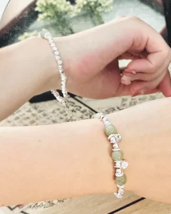 Sterling Silver Hetian jade "pingan" good luck chain bracelet for gift