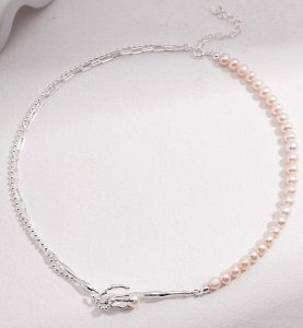 Sterling Silver Pearl Nest Design Necklace