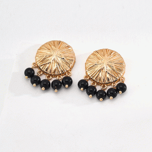 Black agate retro advanced Sterling silver earrings