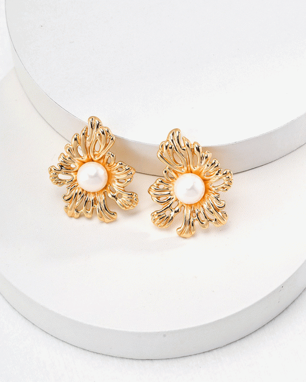 18k gold plated silver pearl earrings