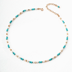 18k gold-plated silver turquoise pearl necklace