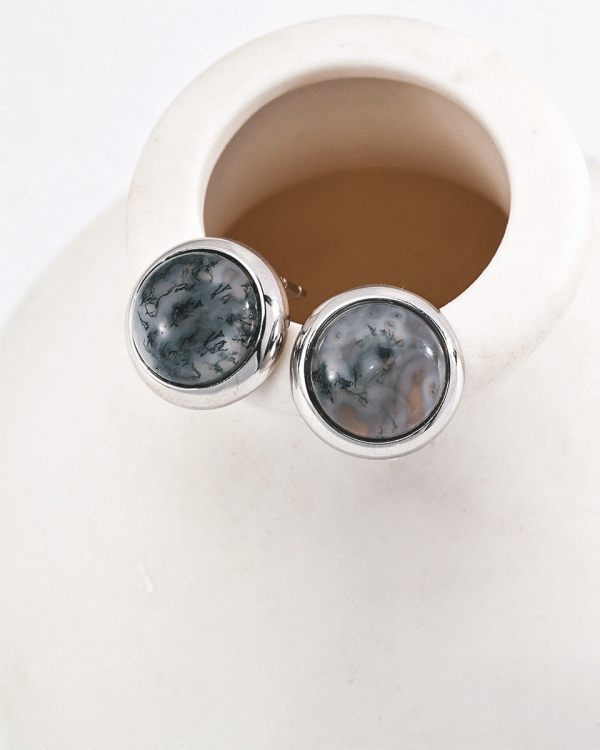 Sterling silver/18k gold-plated water grass agate earrings/rings