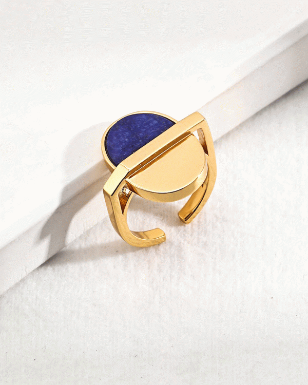 a 18K gold plated silver ring with lasurite