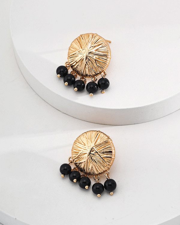 Black agate retro advanced Sterling silver earrings