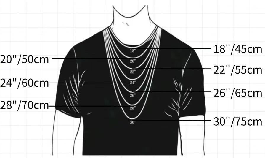 Men Necklace Size guide