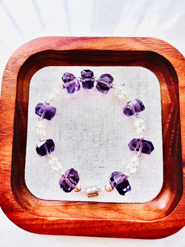 amethyst&pearl necklace handcraft