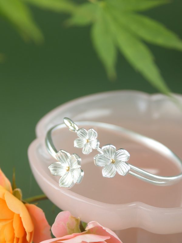 999 pure silver Chinese traditional flowers bracelet