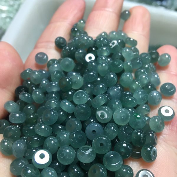 Natural Myanmar jade blue water abacus spacer beads