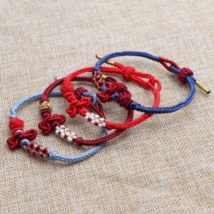 Red woven-rope Bracelet wrist chain Wenchang knot good luck gift