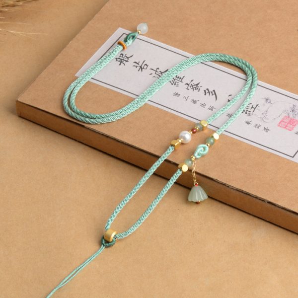 Handmade rope pearl aventurine Jade agate fashion top grade adjustable necklace