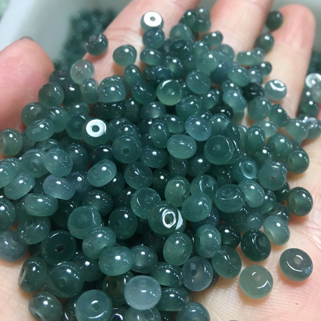 Natural Myanmar jade blue water abacus spacer beads