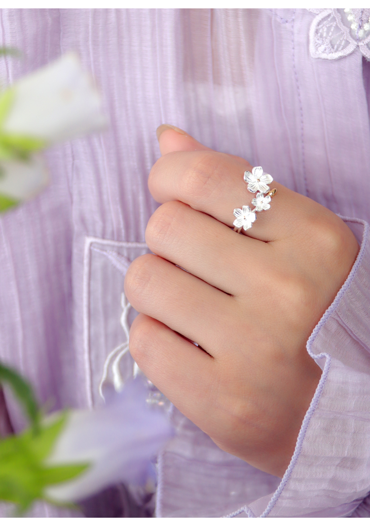 999 pure silver flowers ring for gift