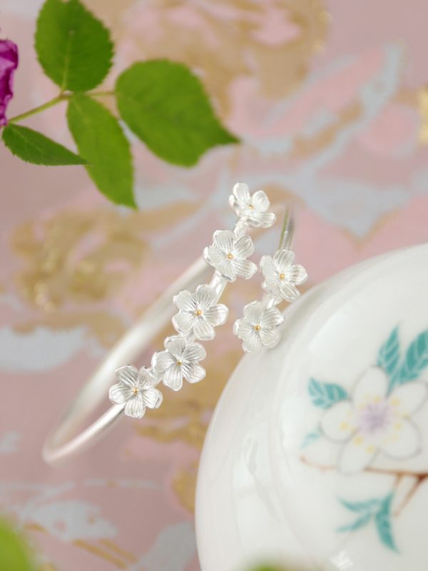 999 pure silver new Chinese flowers niche bracelet