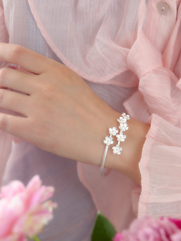 999 pure silver new Chinese flowers niche bracelet