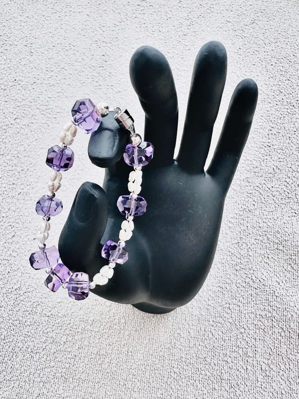 amethyst&pearl necklace handcraft