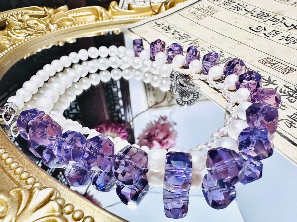 amethyst&pearl necklace handcraft