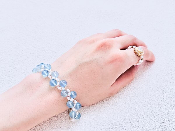 Aquamarine&pearl Bracelet &opal Ring