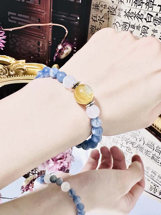 cyanite crystal&gold lepidolite bracelet diy