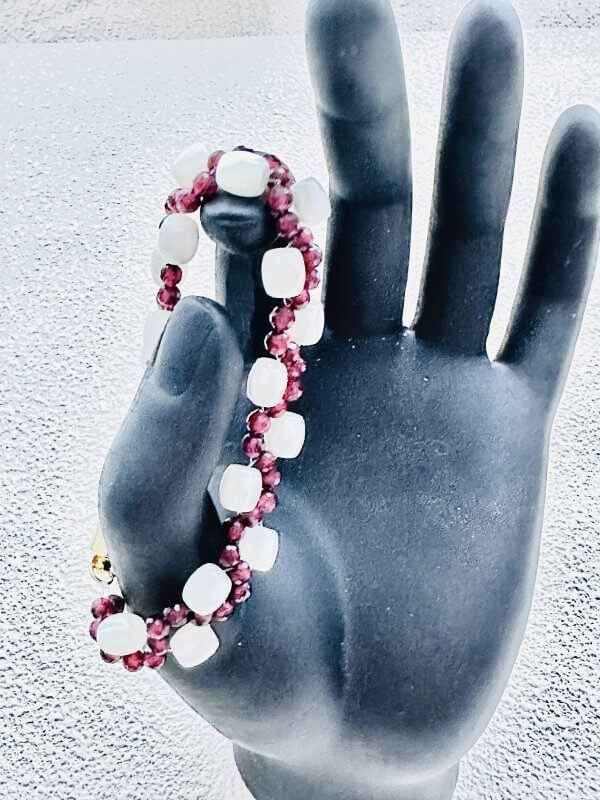 garnet&white-lipped pearl oyster bracelet craft