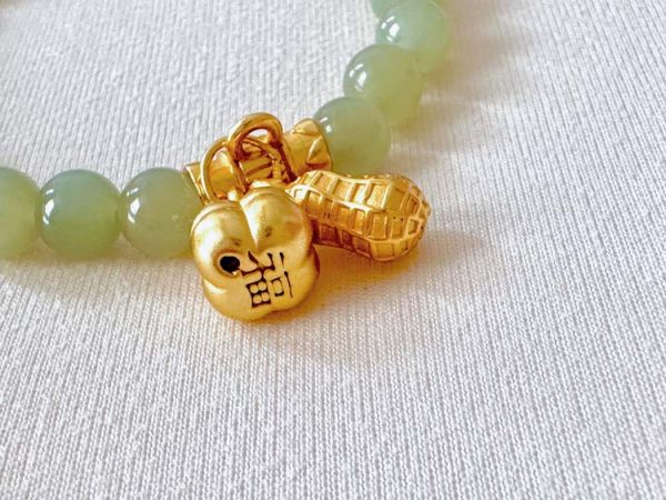 hetian jade Peanut Persimmon Silver Gold-Plated Accessories auspicious bracelet diy